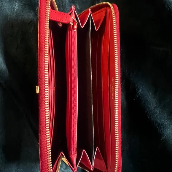 Saint Laurent red long wallet  Black Dust Bag and Box. **AUTHENTIC** - Picture 11 of 14